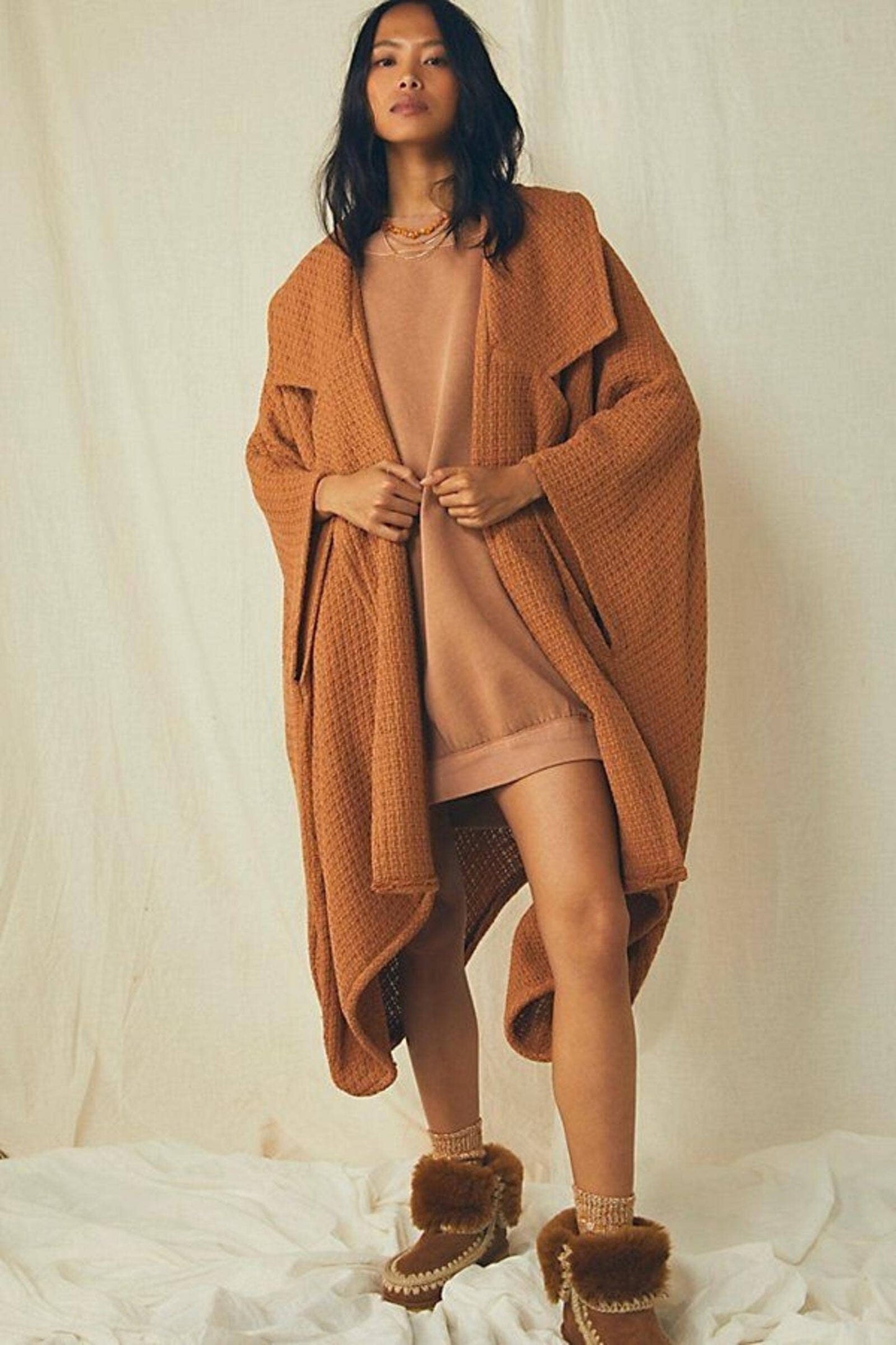 SAACHI - Regina Waffle Knit Oversized Jacket Kimono