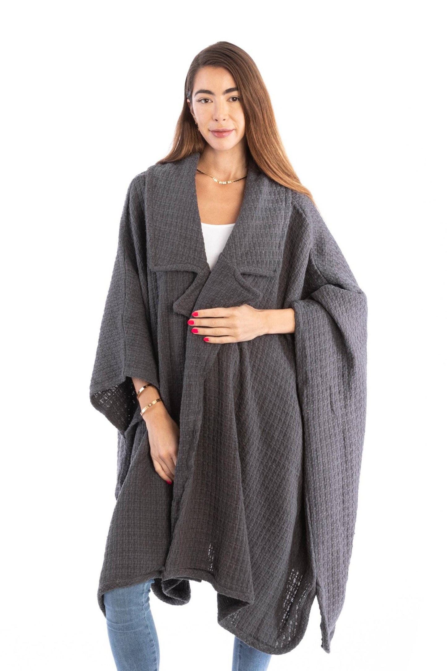 SAACHI - Regina Waffle Knit Oversized Jacket Kimono