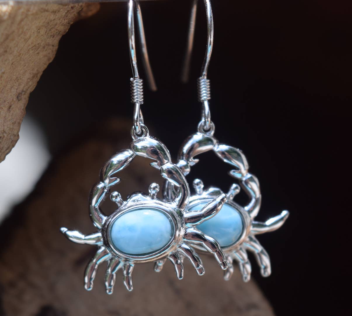 Cork Tree Designs - Larimar Crab Earrings