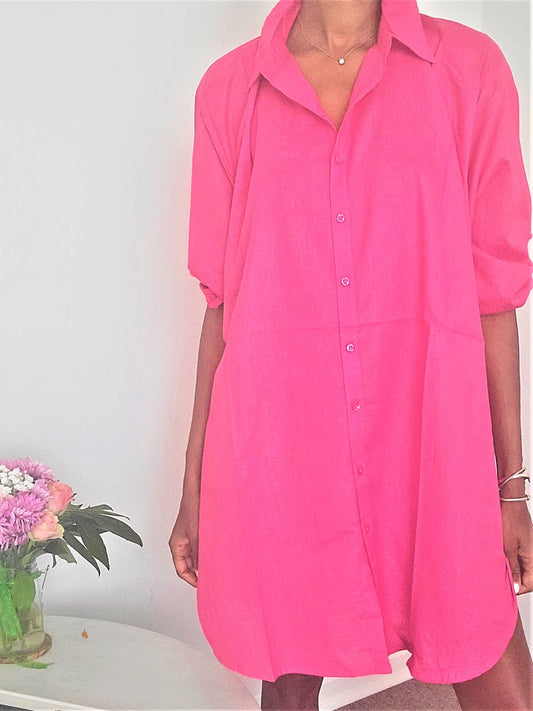 Vibe Jewels - Cotton Shirt Dress Avail in Colors