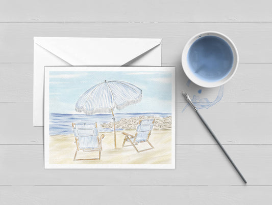 WonderfullyWrittenCo - Summer Beach Days Watercolor Greeting Card - Boxed Set of 8