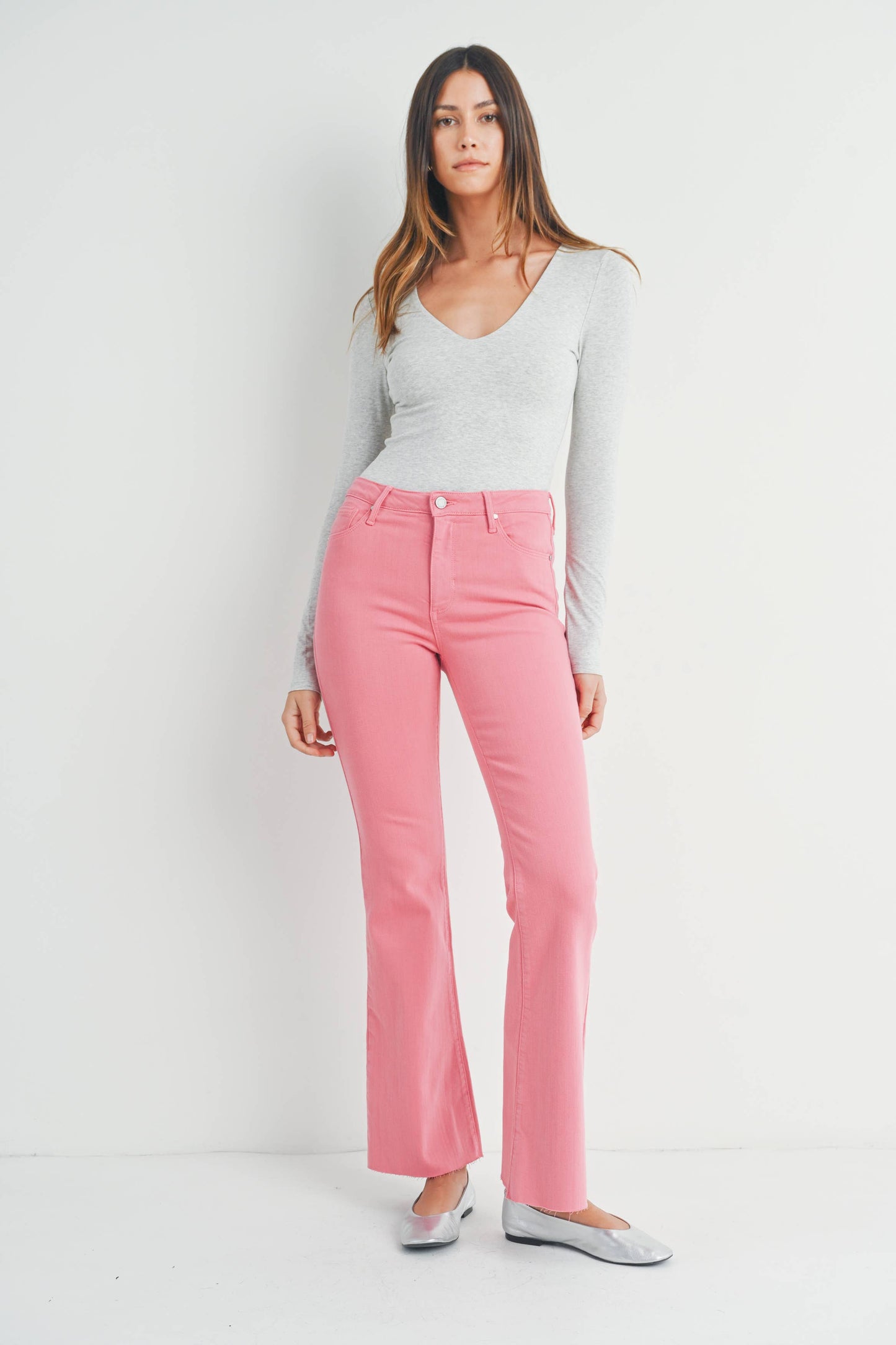 JUST BLACK DENIM - BP333J-A - ROSE QUARTZ - High Rise Scissor Cut Flare