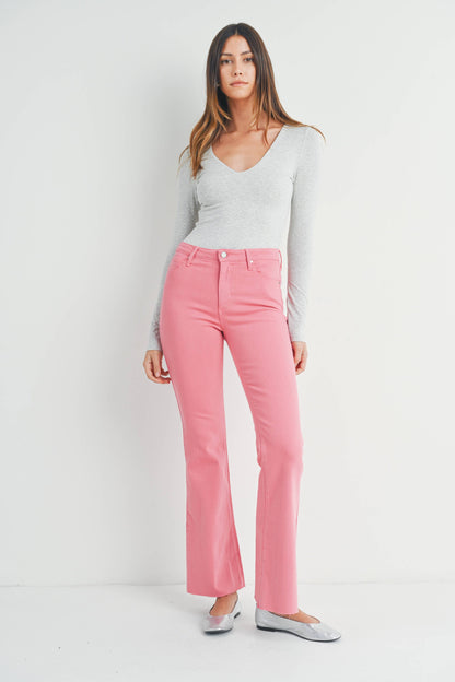 JUST BLACK DENIM - BP333J-A - ROSE QUARTZ - High Rise Scissor Cut Flare
