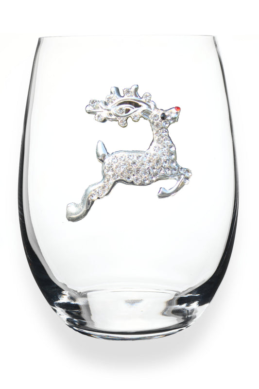 The Queens' Jewels® - Reindeer Jeweled Stemless Wine Glass