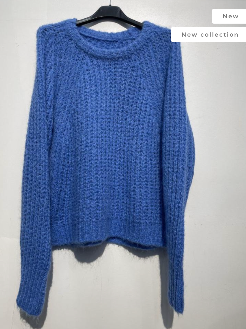 LOOWIE - NO1367-04 One Size Italian Round Neck Wool Mohair Sweater