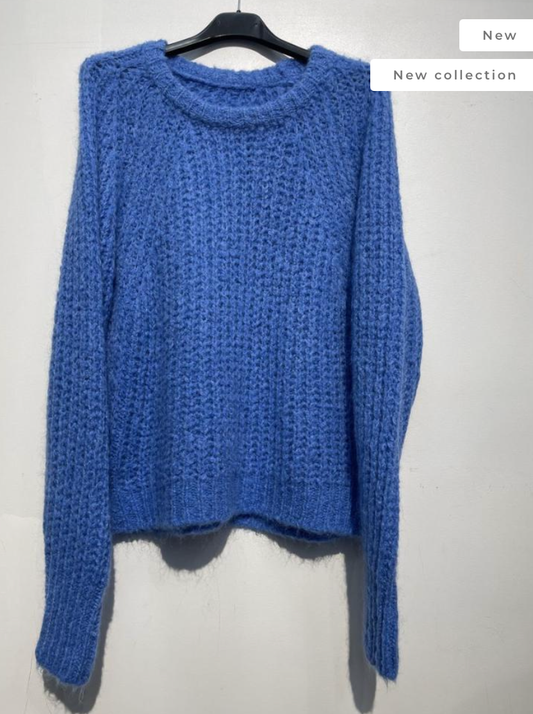 LOOWIE - NO1367-04 One Size Italian Round Neck Wool Mohair Sweater