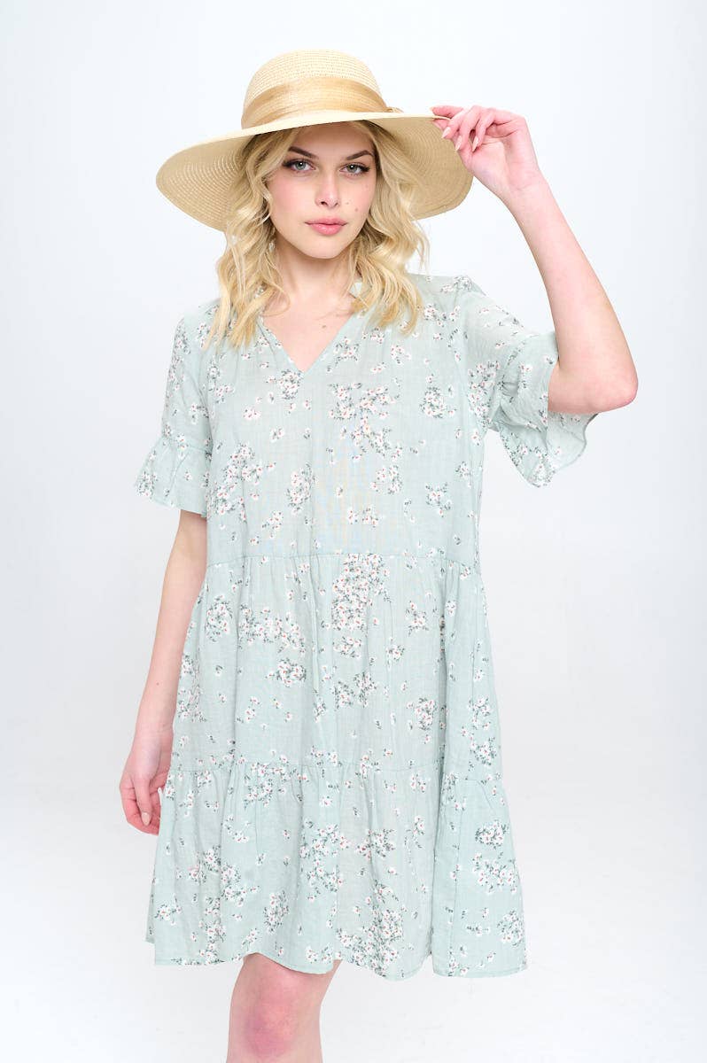 Renee C. - Floral Print V Neck Tiered Dress