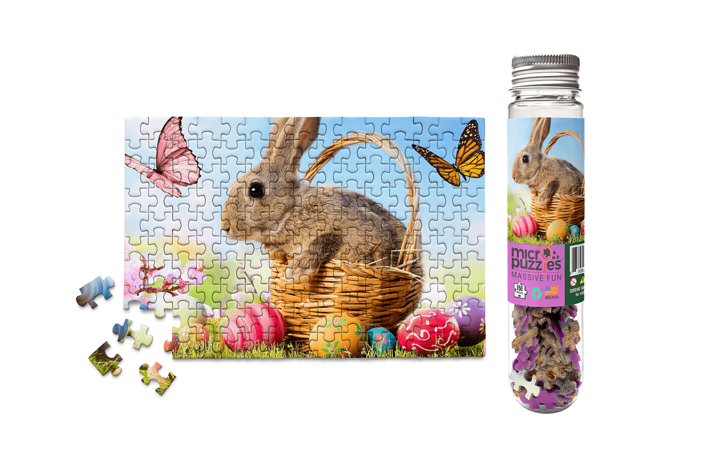 Micro Puzzles - Easter Bunny Basket -  Mini Jigsaw Puzzle Unique Gift