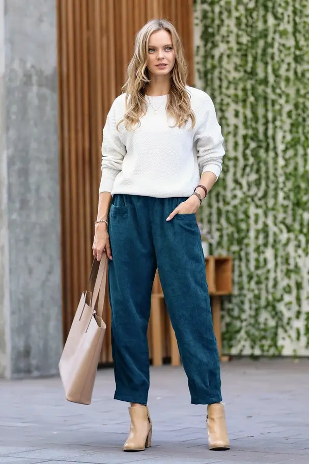 BJ's Closets - Teal Corduroy Front pocket Baggy Pants