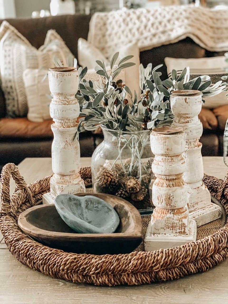 Rustic Farm - Wood Candle Holder 3 PC