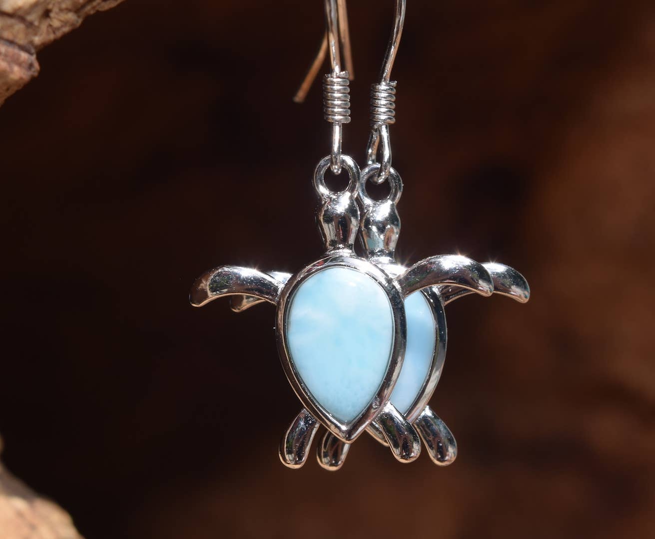 Cork Tree Designs - Larimar Turtle Earrings