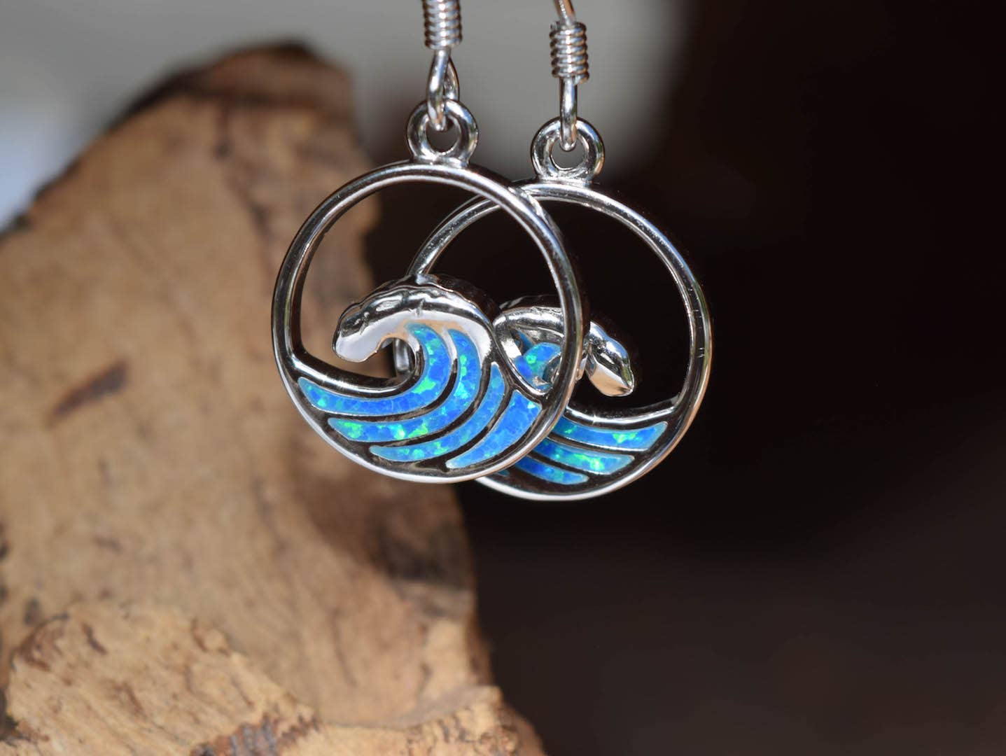 Cork Tree Designs - Opal Wave Earrings