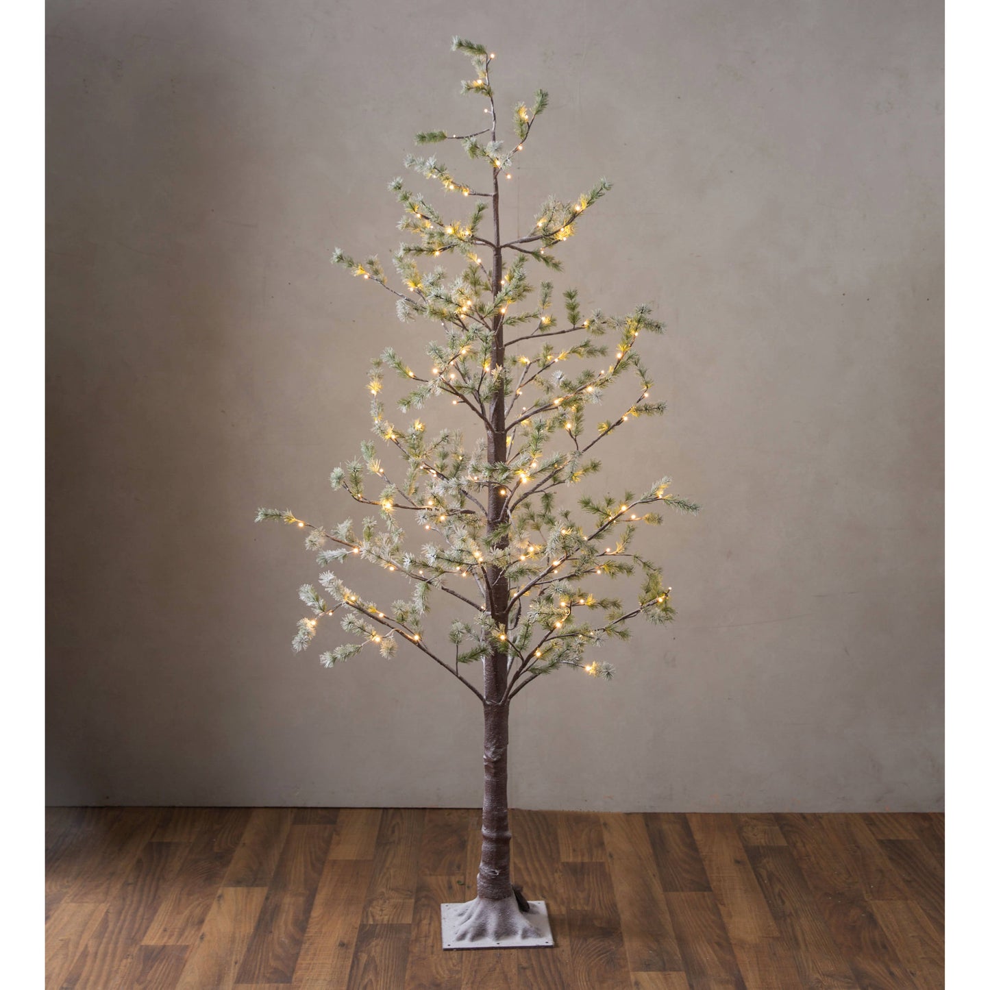 Plow & Hearth - Lighted Snowy Pine Tree with 150 Lights, 7'H