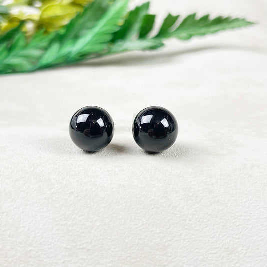 Ewelina Pas Jewelry - Silver 8mm Black Onyx Orb Stud Earrings