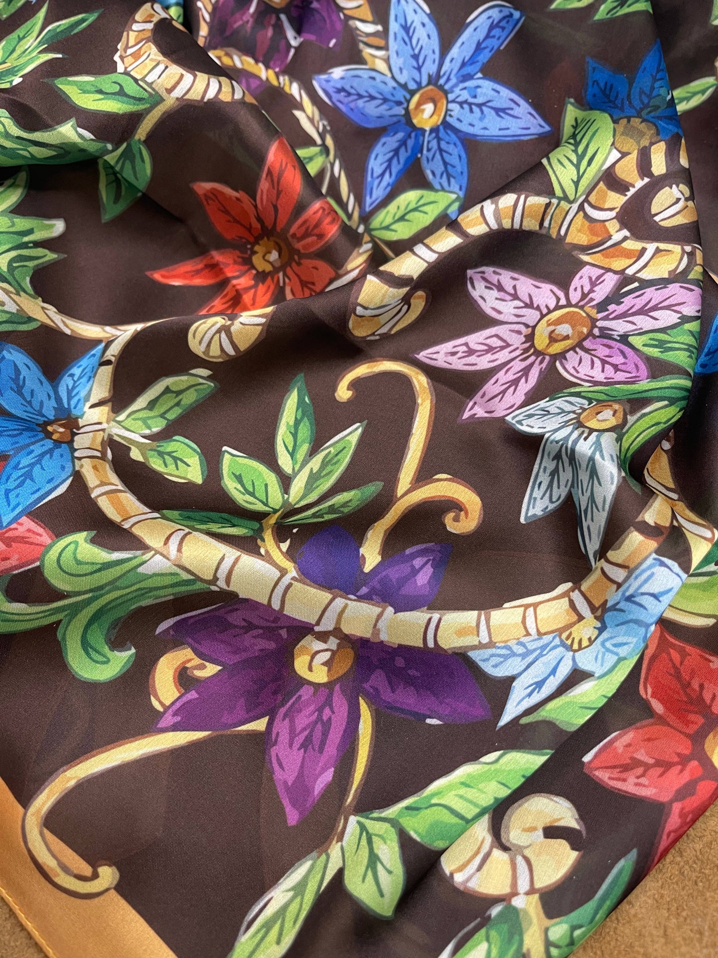 A Rare Bird Shop - Chocolate Rope Flower Trellis Wild Rag