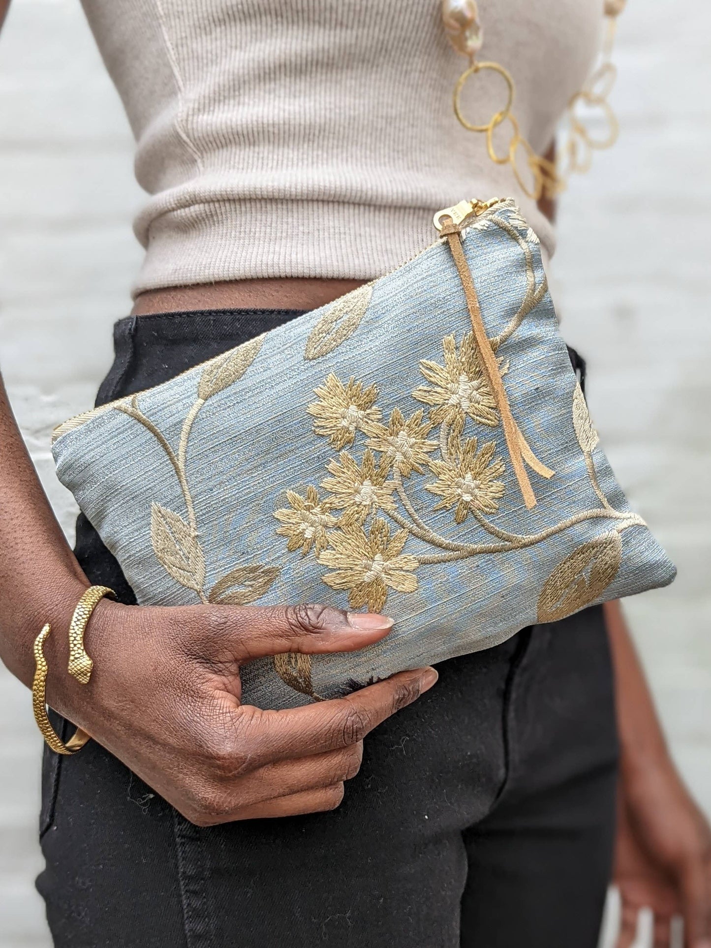 Ash & Rose - Lois Clutch Purse Upcycled Handmade Ethical Embroidered