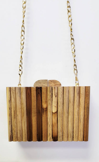 Ricki designs - BOX BAG WOOD STRIPE CLUTCH