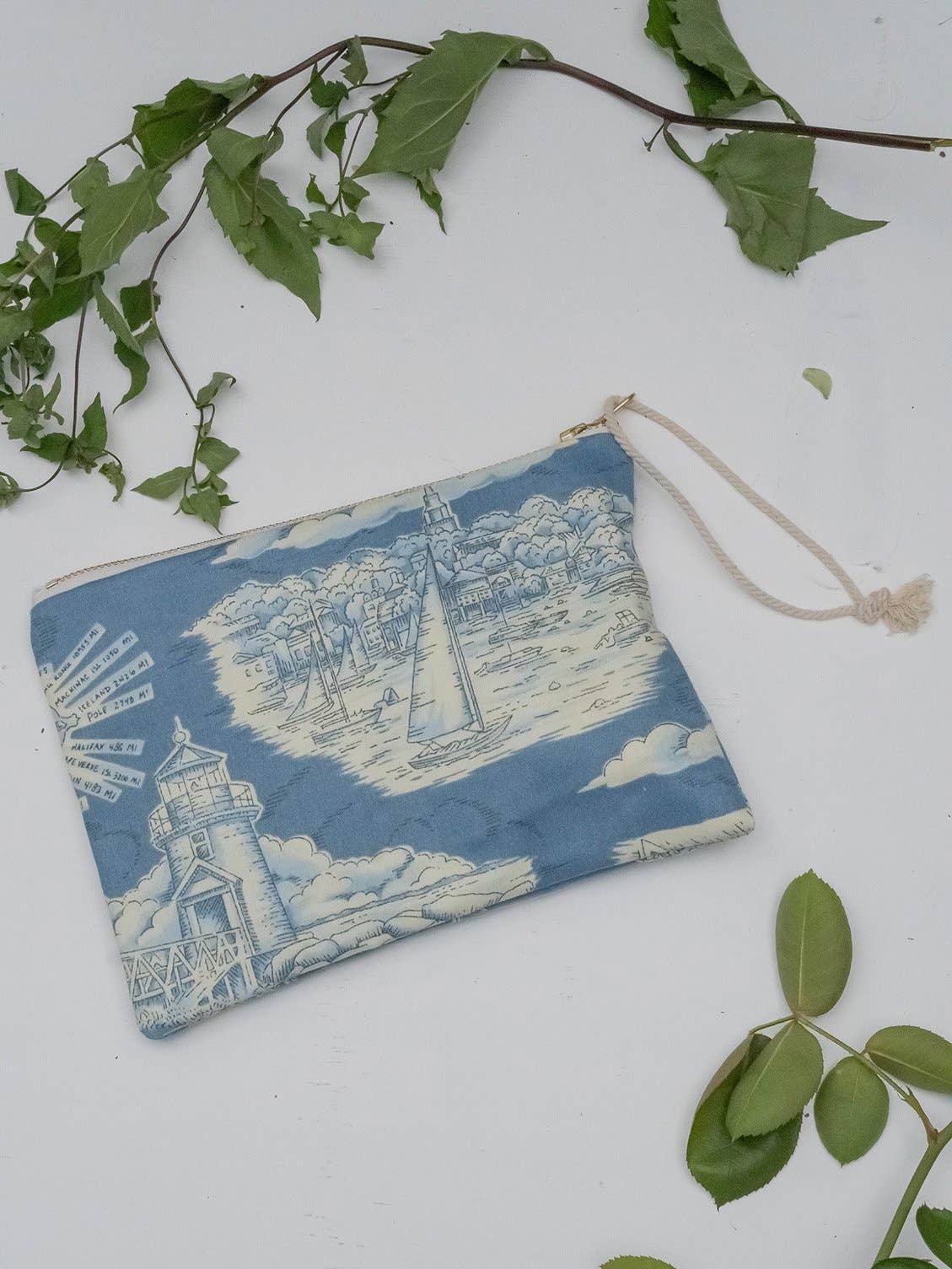 Ash & Rose - Nantucket Purse Zip Pouch Clutch Mini Upcycled Makeup Bag