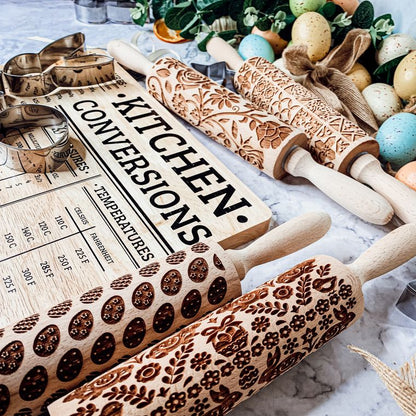 Easter & Spring Embossed Rolling Pin & Cookie Cutter Gift Set, Easter Cookie Baking