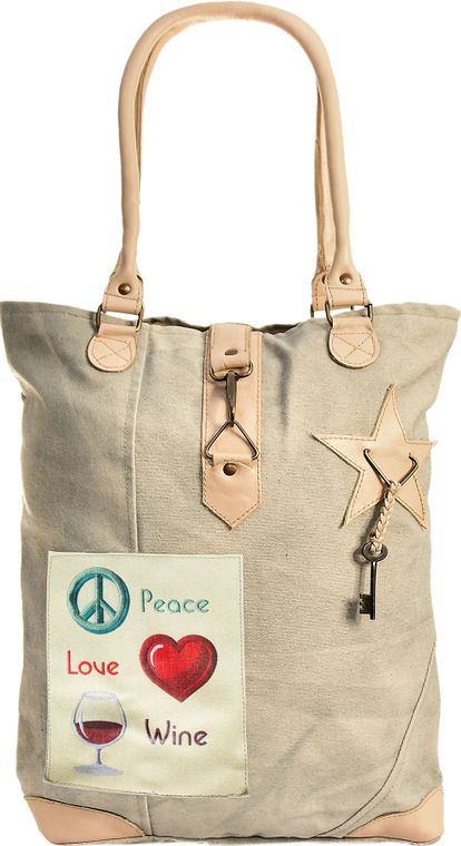 Peace Love Wine Canvas Tote