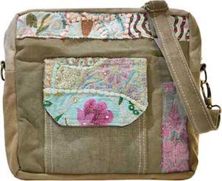 RECYCLED MILITARY TENTw VINTAGE FABRIC /CROSSBODY #17