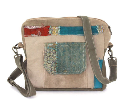 RECYCLED MILITARY TENTw VINTAGE FABRIC /CROSSBODY #17