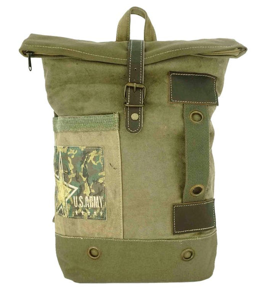 Recycled Military Tent Backpack - US ARMY
