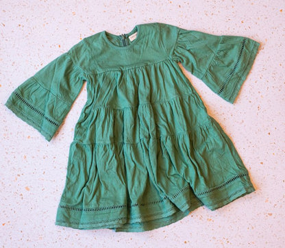 Emma Grace Shoppe: Organic Cotton Multi-Tiered Boho Dress-Pine