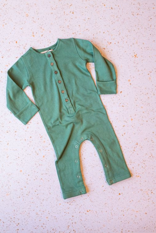 Emma Grace Shoppe- 100% Organic Long sleeve Coverall (Pine)