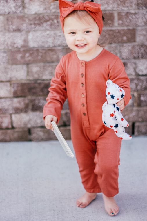 Emma Grace Shoppe- 100% Organic Long sleeve Coverall - Terracotta