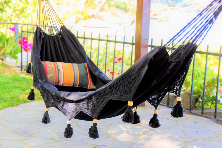 Boho Black Style Corchet Cotton Hammock