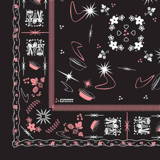 BANDANA - Mid Century Pyrex Theme vintage lovers fun boomerangs and starbursts 22in 100% cotton