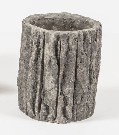 Large Round Concrete Pot with Bark Motif