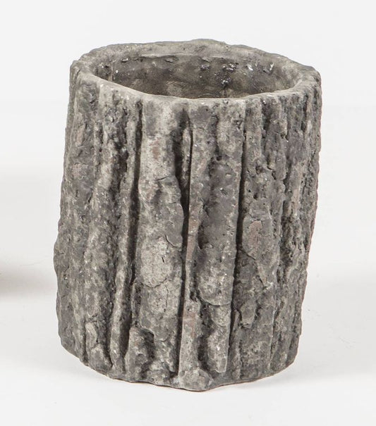 Large Round Concrete Pot with Bark Motif