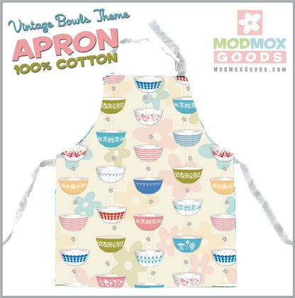 APRON Pyrex Vintage BOWLS COLLECTION Kitchen theme retro kitchen