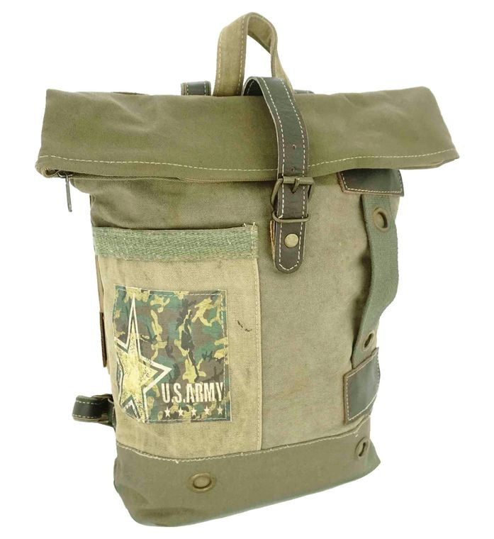 Recycled Military Tent Backpack - US ARMY