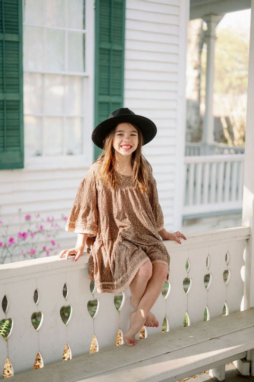Emma Grace Shoppe: Organic Cotton Multi Tiered Boho Dress-Leopard