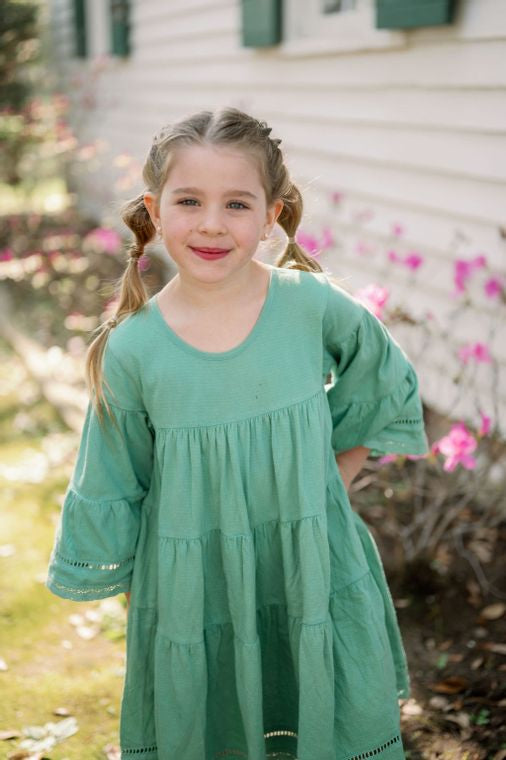 Emma Grace Shoppe: Organic Cotton Multi-Tiered Boho Dress-Pine