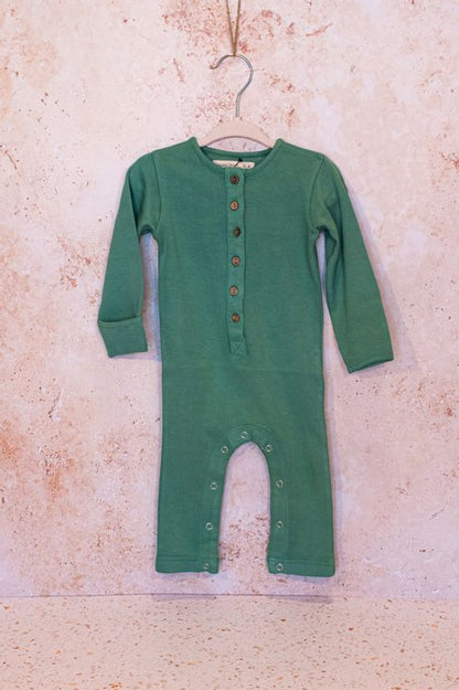 Emma Grace Shoppe- 100% Organic Long sleeve Coverall (Pine)