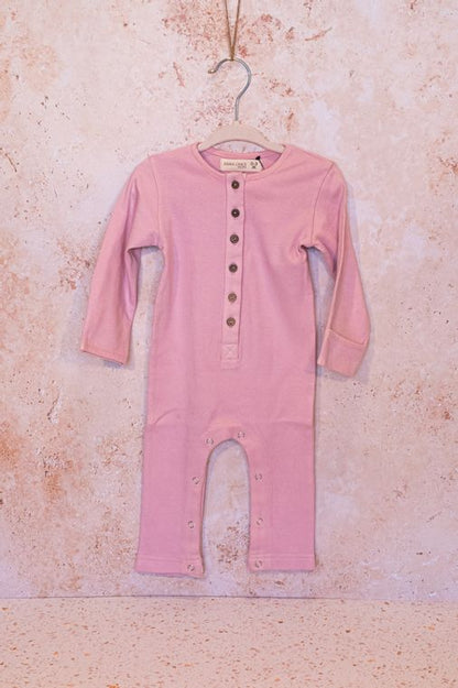 Emma Grace Shoppe- 100% Organic Long sleeve Coverall Mauve