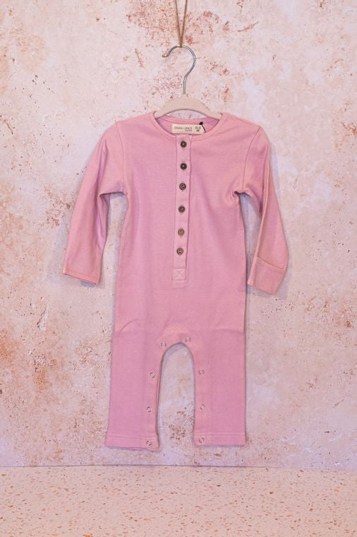 Emma Grace Shoppe- 100% Organic Long sleeve Coverall Mauve