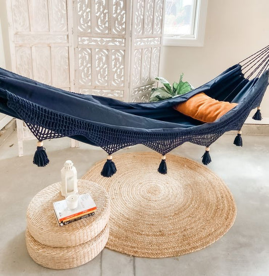 Boho Black Style Corchet Cotton Hammock