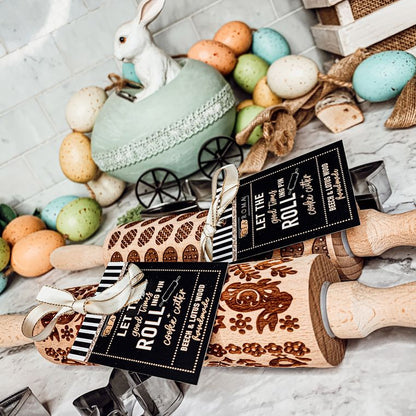Easter & Spring Embossed Rolling Pin & Cookie Cutter Gift Set, Easter Cookie Baking