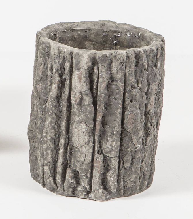 Large Round Concrete Pot with Bark Motif
