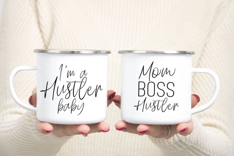 Farmhouse Style Kitchen Decor, Modern Coffee Mugs With Funny Quotes, Mom Humor, 18oz Metal, USA Made