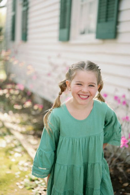 Emma Grace Shoppe: Organic Cotton Multi-Tiered Boho Dress-Pine