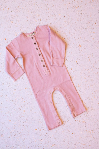 Emma Grace Shoppe- 100% Organic Long sleeve Coverall Mauve