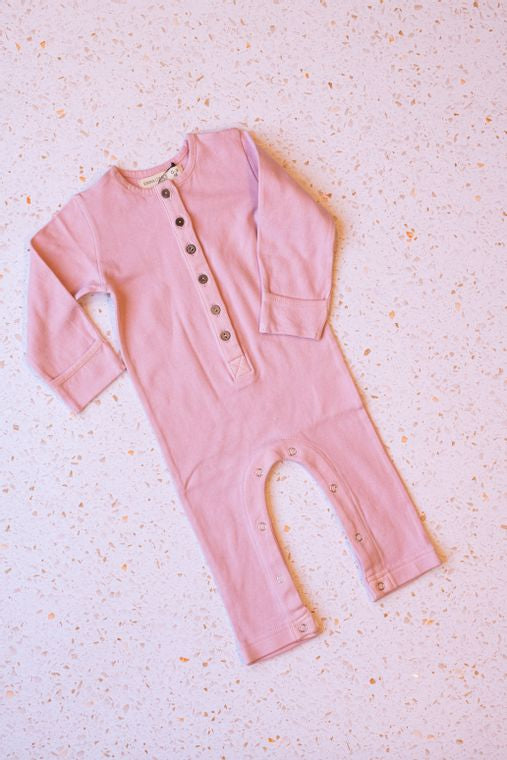 Emma Grace Shoppe- 100% Organic Long sleeve Coverall Mauve