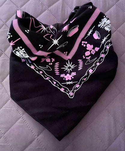 BANDANA - Mid Century Pyrex Theme vintage lovers fun boomerangs and starbursts 22in 100% cotton