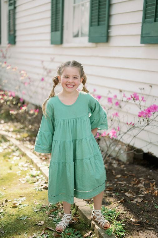 Emma Grace Shoppe: Organic Cotton Multi-Tiered Boho Dress-Pine